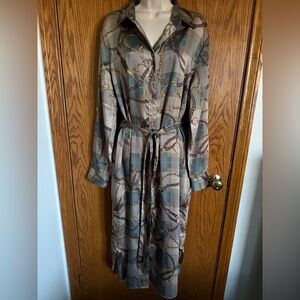 Lauren Ralph Lauren Shirt Dress Button Front Belted Long Sleeves Women's Size 18